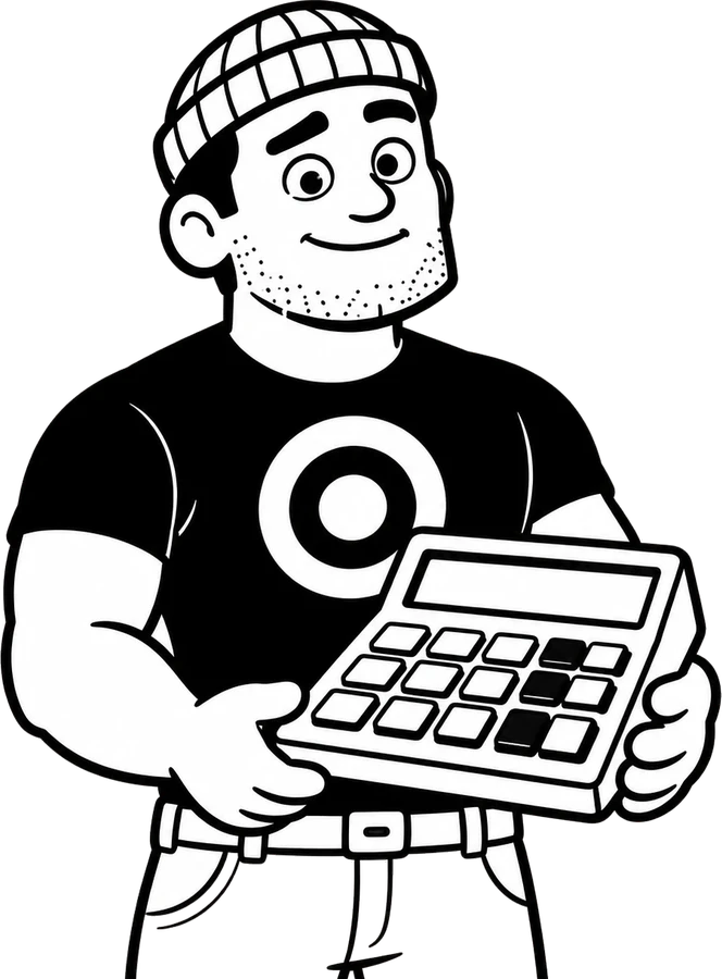Maskot s kalkulačkou